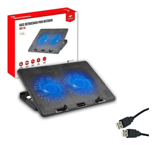 Base Para Notebook C3tech Nbc-50bk 15,6 Polegadas Preto Cor Do Led Azul