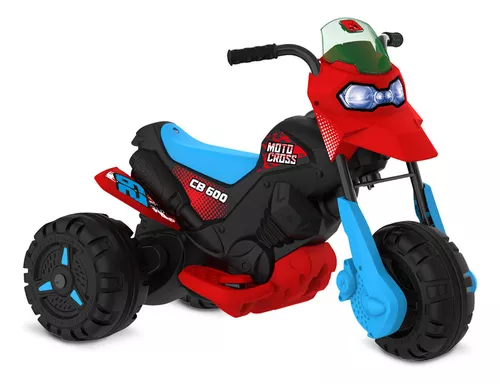 Mini Moto Motinha Elétrica Infantil Azul Cross 6v Luz Som