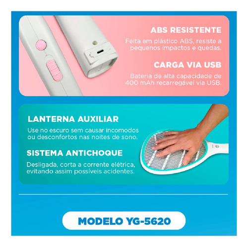 Raquetes Elétrica Mata Mosca Pernilongo Insetos Recarreg.