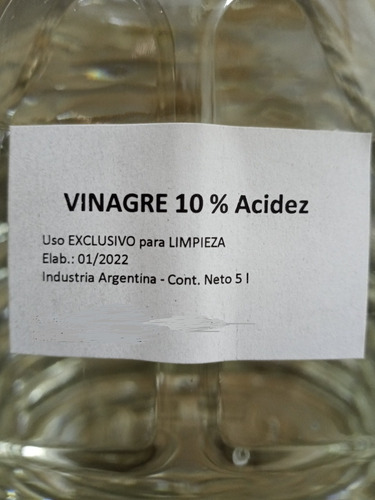 Imagen 2 de 3 de Vinagre Alcohol Limpieza 10 % 5 L Químicaxquimicos