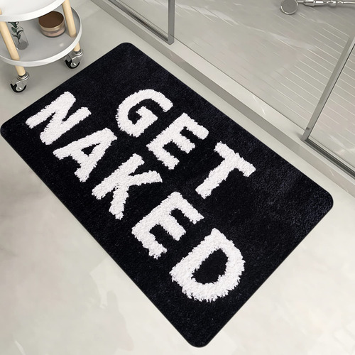 Divertida Alfombra Baño Antideslizante Color Negro Suave 20