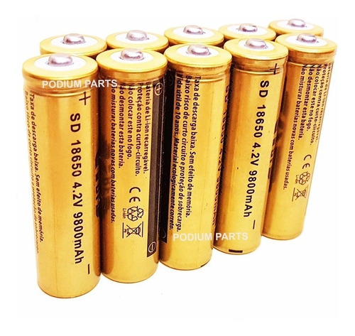 Kit 10 Baterias 18650 4,2v Recarregável Para Lanternas Led