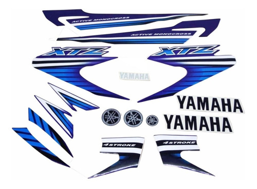 Kit Adesivos Yamaha Xtz 125 2007 Azul 10032