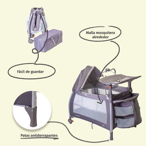 Cuna Corral Para Bebé Aeiou C96-a Con Colchón Memory Foam