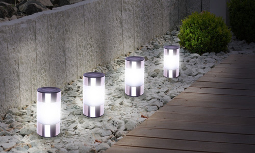 Setx3 Farol Lampara Luz Fria Solar Led C/estaca Aluminio