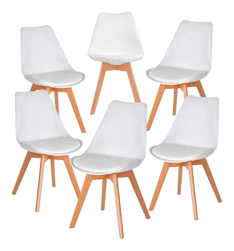 Set 6 Sillas Eames Tulip Asiento Acolchado Comedor Sala