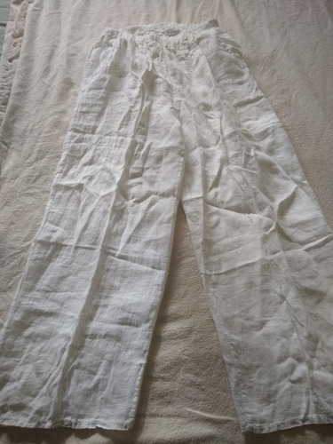 Pantalón De Lino Blanco Talle S