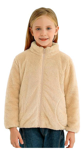 Jaqueta Menina Urso Inverno Plush Inverno Sem Gola Marrom