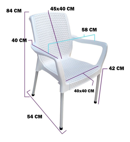 Silla Plastica Apilable Malbec Reforzada Patas Aluminio