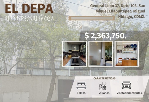 Departamento En Miguel Chapultepec / Gv16 - Za 138