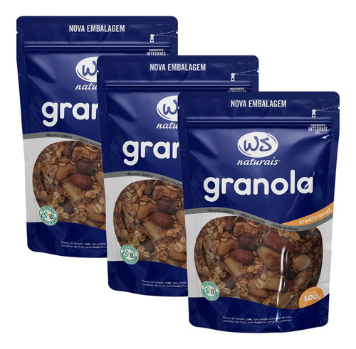 Kit 3 Granola Tradicional Ws Naturais 500g