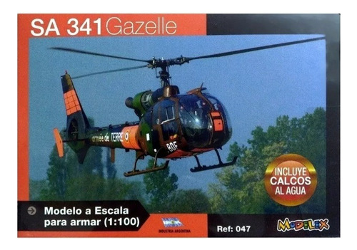  Helicoptero Sa 341 Gazelle 1/100 Maqueta Marca Modelex