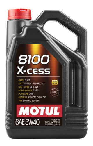 Aceite De Motor 8100 X-clean 5w40 Botella De 5 Litros Motul