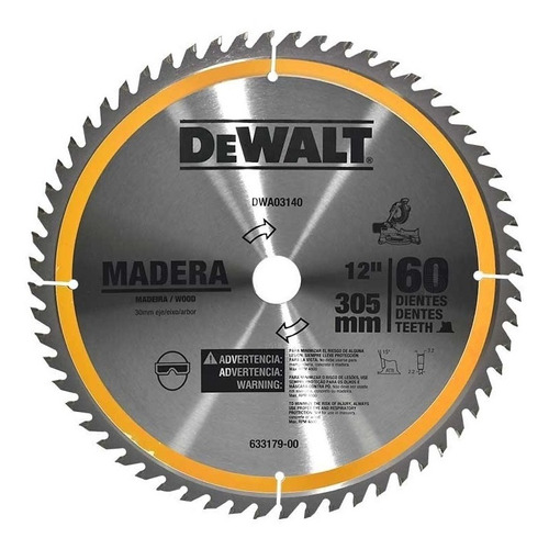 Disco De Corte 12'' Para Madera Con 60 Dientes Dewalt A03140