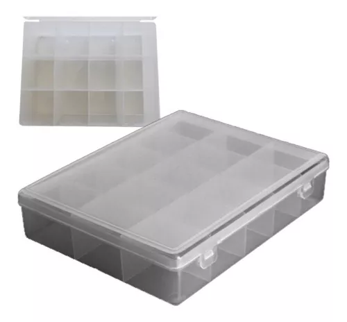 4 Cajas organizadoras plásticas transparentes con tapa 5.5 L Gris