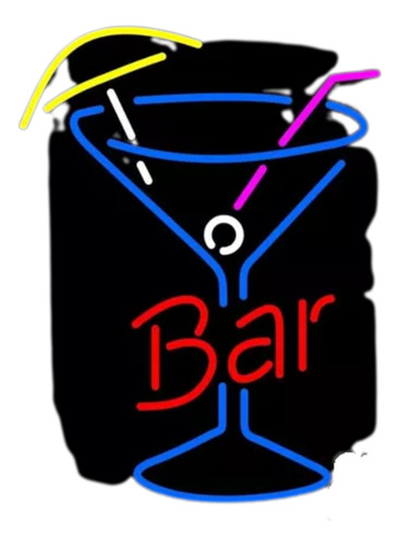 Letrero Led Neon Bar Coctel Copa Alto 80cm Luminoso