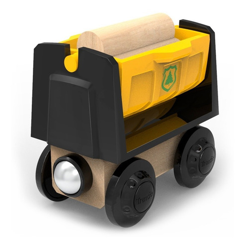 Imagen 2 de 7 de Trencity Vagón De Carga Amarillo Con Leños - Juguete Madera