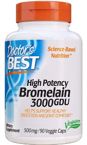 Bromelina 3000 Gdu 500 Mg Doctor's Best 90 Capsulas