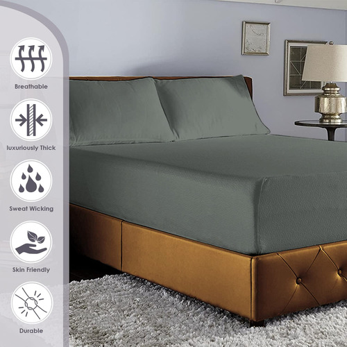 Sábana Ajustable King Pura 100% Algodón De Pizuna, 800
