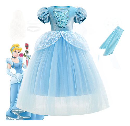 1 Vestido De Cenicienta For Niña, Disfraz De Princesa De Disn