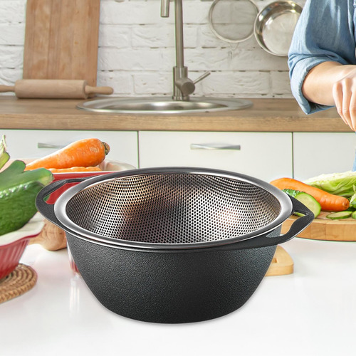 Colador De Arroz De Acero Inoxidable Negro M