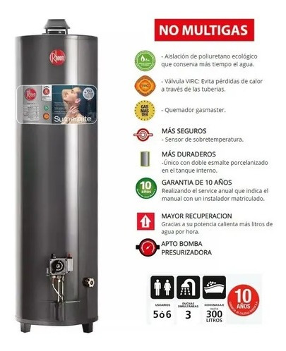 Termotanque A Gas Rheem Apg160 Alta Potencia 160 Lts