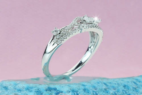 Imagen 3 de 9 de Anillo Flor Regalo Novia Promesa Compromiso Oro Blanco 18 *