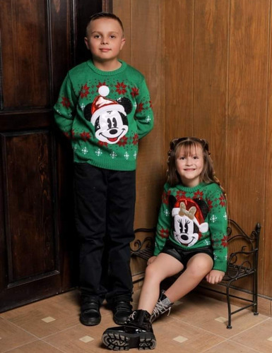Sueter Sweater Navideño De Niños Mickey Mause O Minnie Mimi