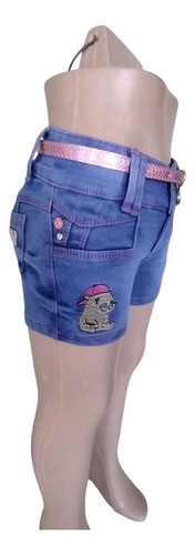Short Niña De Mezclilla, Bordado Con Capibara