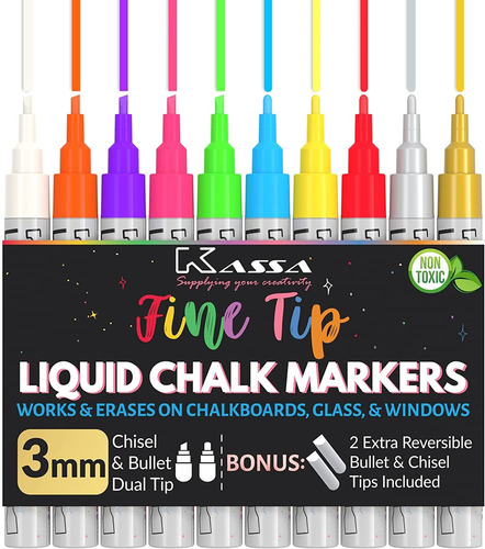 Set De 10 Marcadores De Tiza De Colores De 3mm