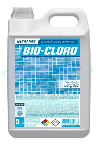 Cloro Hipoclorito De Sodio Bidon Bio-cloro 5lts