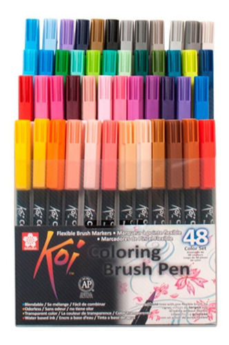 Conjunto de 48 marcadores de aquarela Koi para letras coloridas multicoloridas