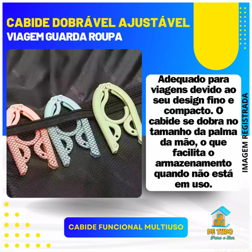 Kit 10 Cabides Portáteis Dobráveis Viagem Roupas Sortido