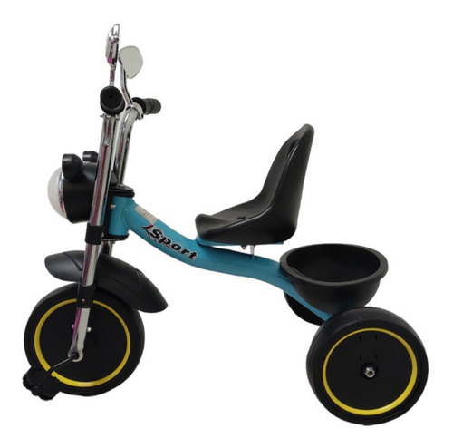 Triciclo Infantil Para Niños Con Canasto Salpicadera Luz Y Color Azul