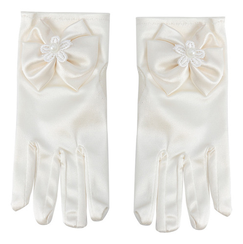 Guantes Elegantes De Satén Blanco Cremoso Para Ocasiones Esp