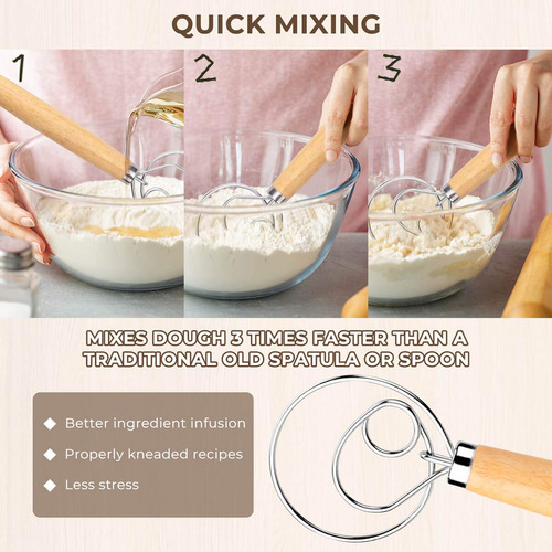 Batidor De Masa Para Hacer Pan Fuanrtk, Acero Inoxidable Dan