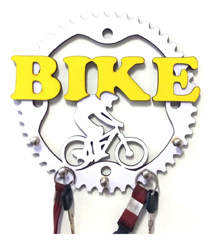Porta Chaves Decorativo Bike Engrenagem Branco Favorito