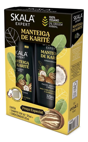 Kit Shampoo E Condicionador Karite Skala Vegano 650ml