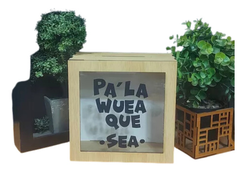 Alcancia De Madera Personalizada 19x19x9cm Pa La Wea Que Sea