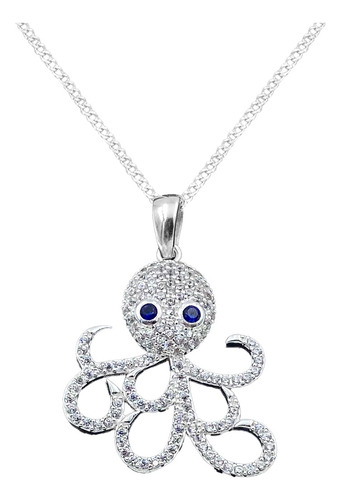 Dije Y Cadena Pulpo Zirconia Plata 925 Con Envio