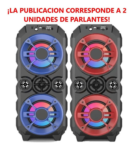 Imagen 4 de 6 de Parlante Bluetooth Portátil Luces Led 4´´ 10w X 2 Unidades