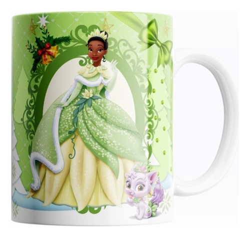 Taza De Cerámica Navideña Princesa Tiana Disney