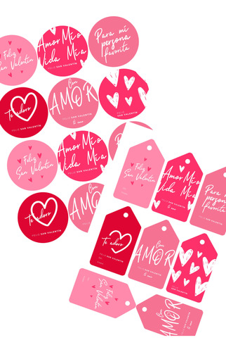 Pack Imprimible San Valentin Tags Stickers Enamorados 