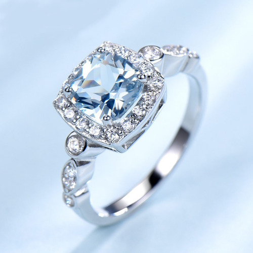 Aro Anillo De Compromiso Plata 925 Gema De Topacio Sp1tc8s