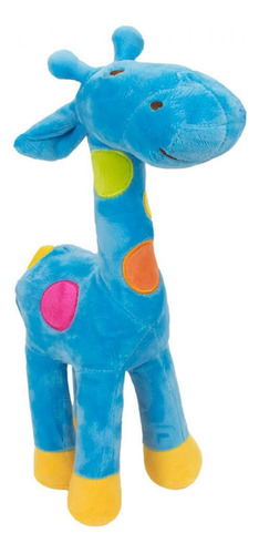 Girafa Azul Com Pintas Coloridas 34cm - Pelúcia