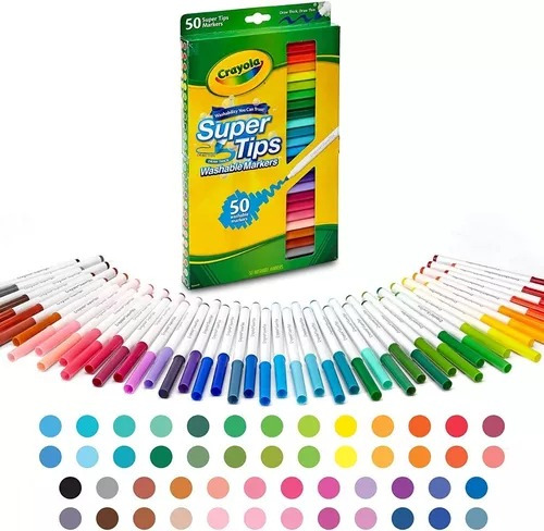 Marcadores Crayola Super Tips Lavables 50 Unidades