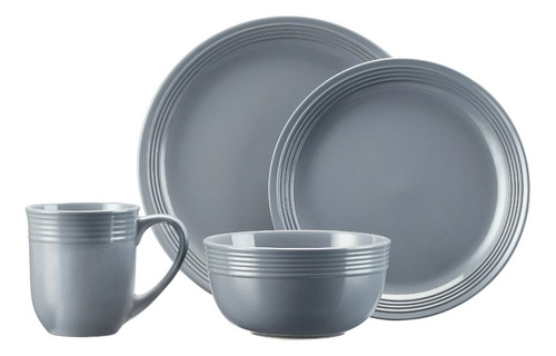 Juego De Vajilla Mainstays Chiara Para 4 Personas 16pz Color Gris
