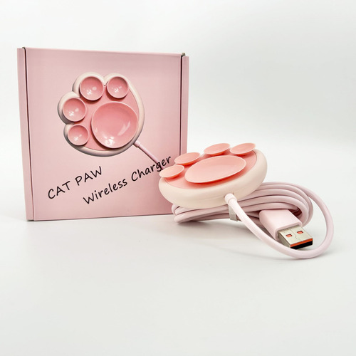 Cargador Inalámbrico 15w Rosa Gato Cxibikl Para iPhone