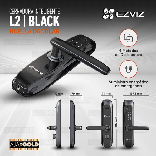 Imagen 6 de 10 de Cerradura Ezviz Biometrica Inteligente Digital Tactil Alarma