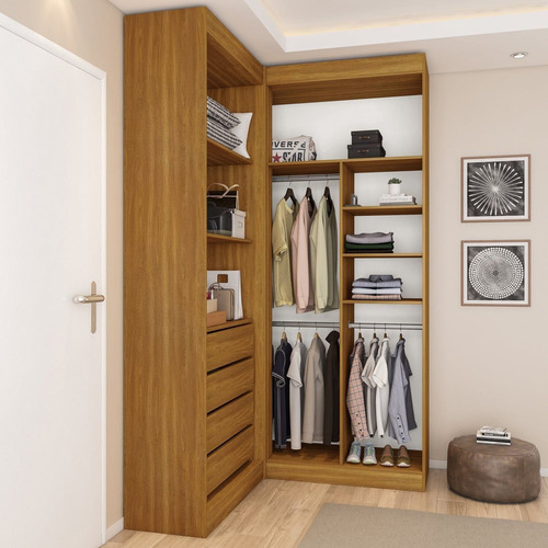 Guarda Roupa Closet Casal Sem Portas Canto Em L Com 4 Fawt